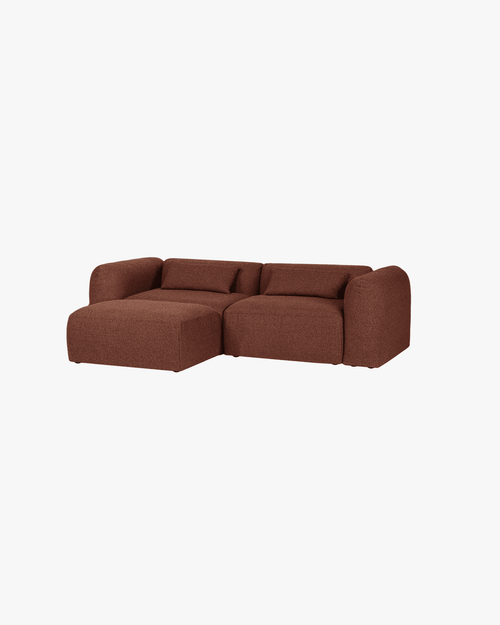 noo.ma Yaro Ottoman - Brick Red Bouclé, voetenbank en extra zitplek
