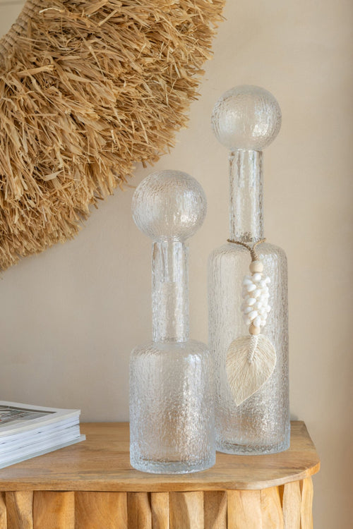 J-Line decoratie Fles Reliëf - glas - transparant - large