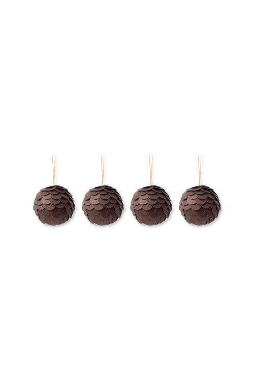 vtwonen - Kerstballen - Papier - Donkerbruin - 10 cm - Set van 4