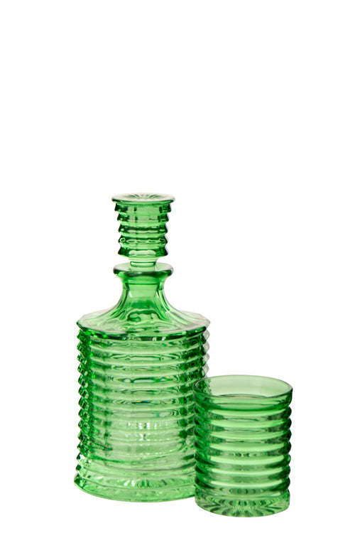 J-Line karaf Geribbeld - glas - groen