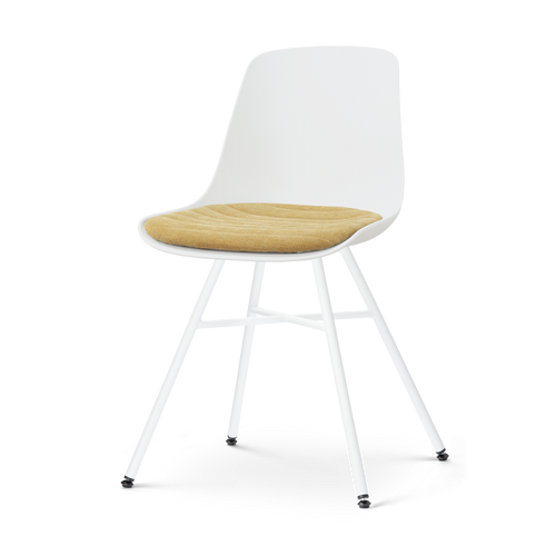 Nolon Noa-Liv eetkamerstoel wit met warm oker zitkussen - wit onderstel