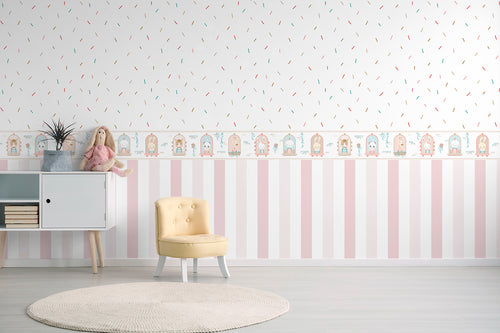 Sanders & Sanders behang confetti roze, blauw en wit - 53 cm x 10 m - 640448 - vtwonen shop