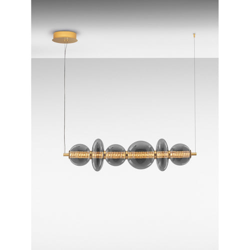 Nova Luce NAVI Hanglamp voor aan het plafond, messing goud, rookgrijs, Triac dimbare LED 29W 3472lm 3000K
