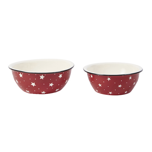 Sia Deco Schalen - Keramiek - Rood En Wit - Set Van 2 - D20 - vtwonen shop