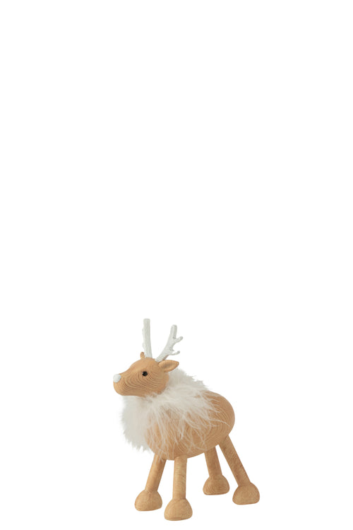 J-Line kerstfiguur Hert Vacht - polyresin - naturel/wit - small