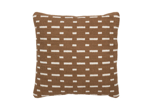 J-Line kussen Lijnen Outdoor - polyester - bruin/wit