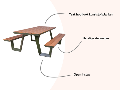 MaximaVida aluminium picknicktafel Bermuda 200 cm olijfgroen - vtwonen shop