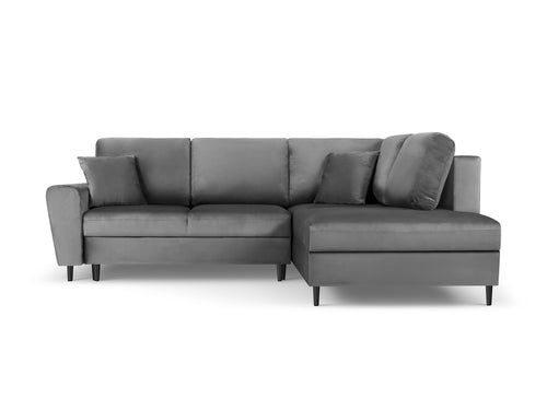 Cosmopolitan Design Converteerbare hoekbank rechts met opbergdoos Kyoto 5-zits, flueel, lichtgrijs - 194x243x88cm