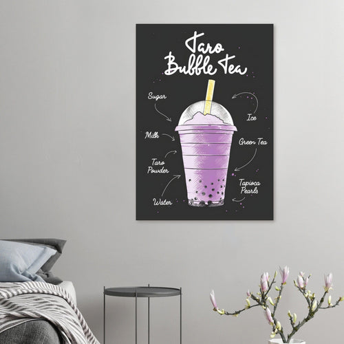 Artfulprints  Taro Bubble Tea – Ingrediënten   poster 70x100 cm