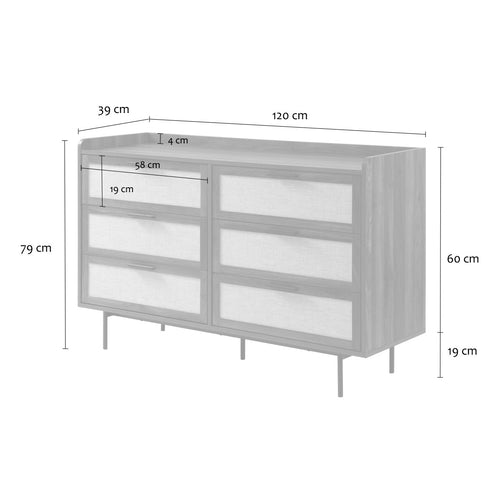 Calicosy - JETSON Commode 6 lades - Notenhout - 120x79x39,5 cm
