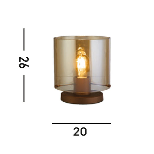 Searchlight Sweden 1-lichts tafellamp, mokka metaal met amberkleurig glas