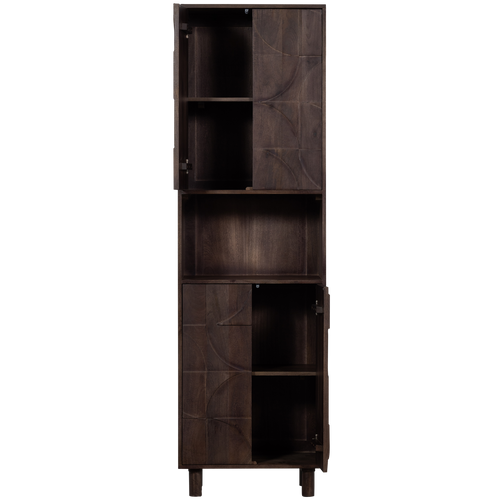 WOOOD 4-deurs opbergkast Draw - Mangohout - Walnoot - 200x60x40 - vtwonen shop