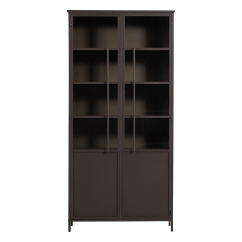 WOOOD xl 2-deurs vitrinekast Exhibit - Metaal - Donkerbruin - 203x99x45
