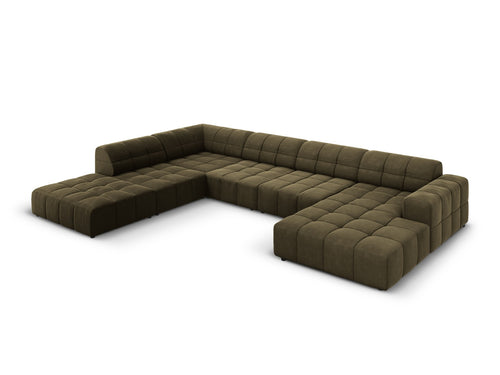 Cosmopolitan Design Panoramische hoekbank links Chicago 7-zits, flueel groente - 263x375x78cm