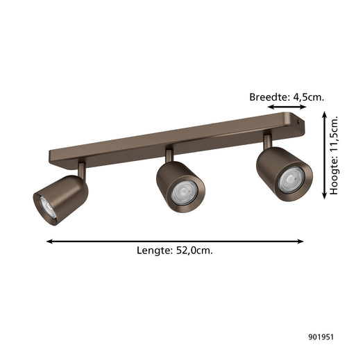 EGLO spot Camaldoli - gu10 - 52 cm - donker brons