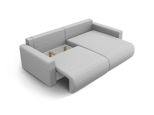 Cosmopolitan Design Omkeerbare converteerbare hoekbank met opbergdoos Belfast 3-zits, structurele stof lichtgrijs - 149x240x84cm