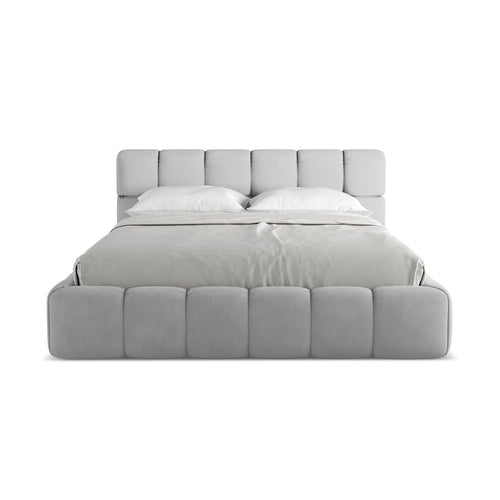 LaMiaSofa Bed met opbergruimte Roma - chenille stof - lichtgrijs - 180x228x82