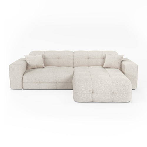 Premium Interiors - Rechthoekige hoekbank COCOON - bouclé-stof crème 230cm