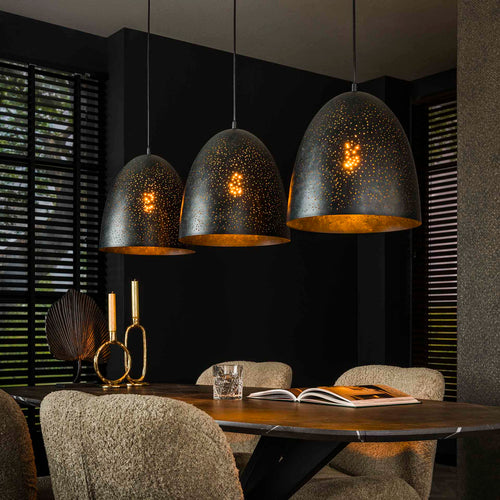 Giga Meubel Hanglamp Kosmos - Zwart Metaal - 3-Lichts - 125x30x150cm