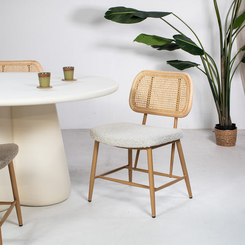 Giga Meubel Eetkamerstoel Nienke - Beige Stof - Zithoogte 49cm - Set van 2 - vtwonen shop