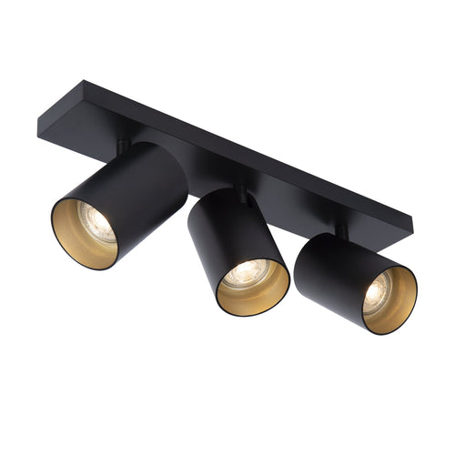 Atmooz plafondlamp Nuo 3 - zwart-goud vanbinnen - 42 x 13 x H 12 cm - GU10