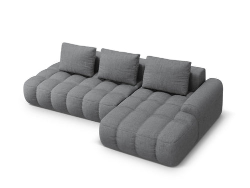 Cosmopolitan Design Converteerbare hoekbank rechts met opbergdoos Linz 3-zits, structurele stof grijs - 142x275x84cm