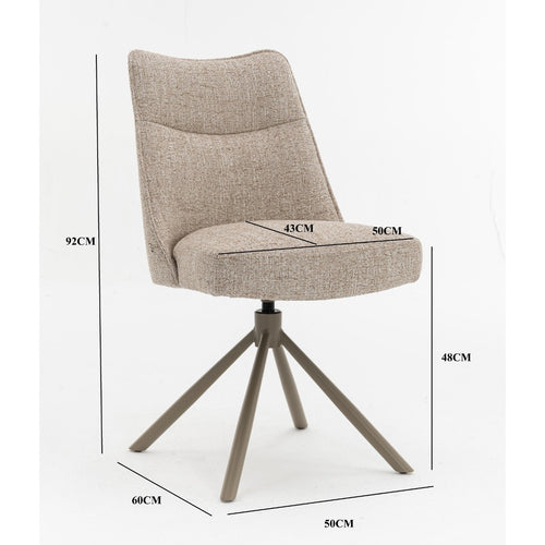 DÉJA Living Eetkamerstoel Meau - Beige/Taupe - Draaibaar - Set van 2 - vtwonen shop
