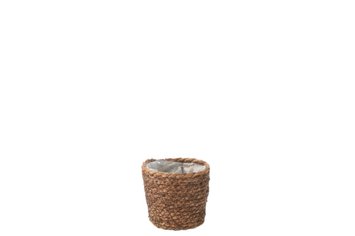 J-Line bloempot Ubeda - jute/kunststof - naturel - Ø 12 cm - vtwonen shop