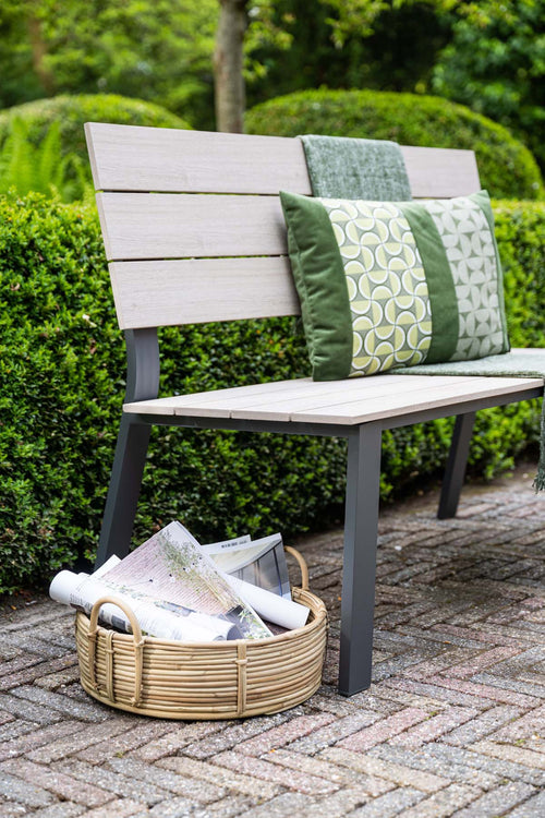 Jondal parkbank - carbon black - light teak Vironwood - L125 cm