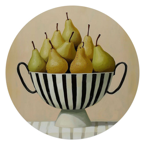 Reinders Schaal met peren glasschilderij -  groen - keuken - Ø 70cm