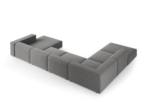 Cosmopolitan Design Panoramische hoekbank links Arendal 7-zits, flueel, cement - 262x364x70cm