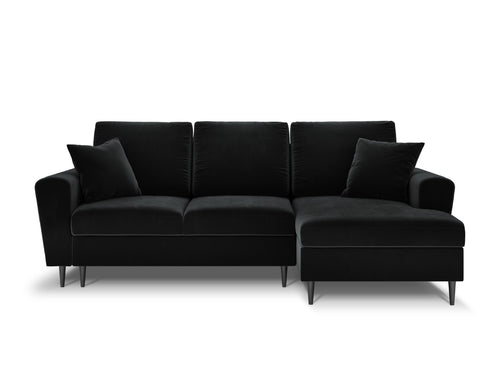 Cosmopolitan Design Converteerbare hoekbank rechts met opbergdoos Kyoto 4-zits, flueel, zwart - 145x241x88cm