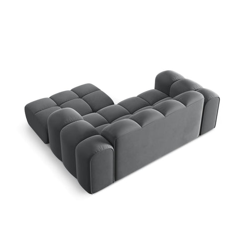 Cosmopolitan Design - Rechter hoekbank Treno 2-zits, flueel grijs - 164x180x70cm