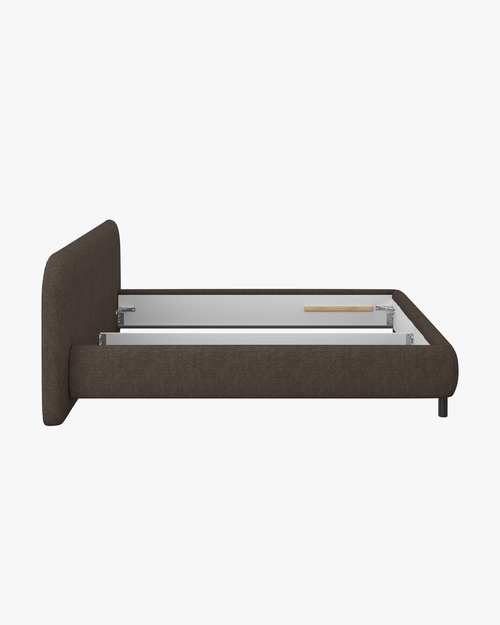 noo.ma Mumo gestoffeerd bed 180x200 - chocoladebruin bouclé