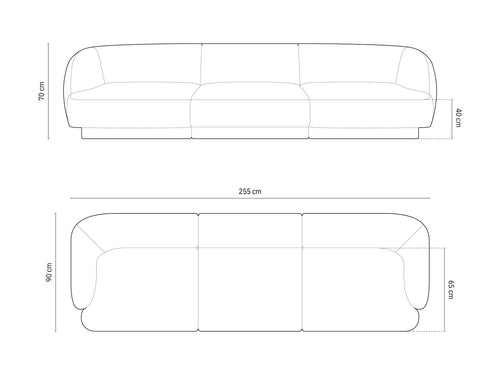 Micadoni Bank Miley 3-zits, chenille, lichtbeige - 90x255x70cm