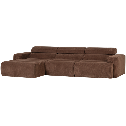 WOOOD chaise longue bank links Novi - Ribstof - Grijsbruin - vtwonen shop