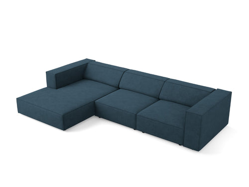 Cosmopolitan Design linker hoekbank Arendal 4-zits, chenille met ribbeleffect, marineblauw - 166x284x70cm