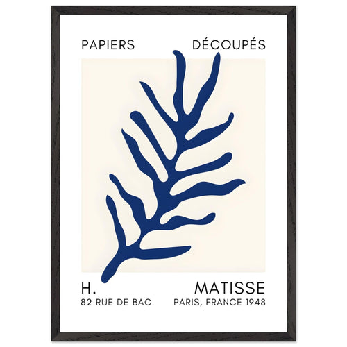 Artfulprints Poster met Lijst Matisse – Ocean flora navy blue II   - 50x70 cm - Blauw