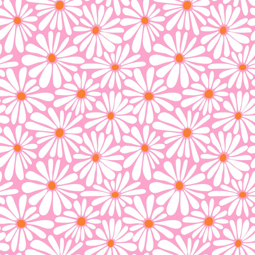 ESTAhome behang madeliefjes roze, wit en oranje - 50 x 900 cm - 131814