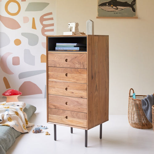Tikamoon Kindercommode van acaciahout - Naturel