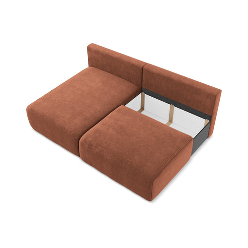 LaMiaSofa hoekbank links Ostia - chenille stof - terracotta - 210x149x79