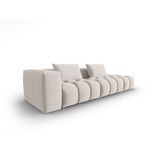 Cosmopolitan Design - Rechte modulaire bank Verona 4-zits, structurele stof beige - 85x265x70cm