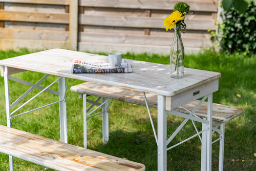 MaximaVida inklapbare picknickset Berlijn 120 cm whitewash - FSC hout - vtwonen shop