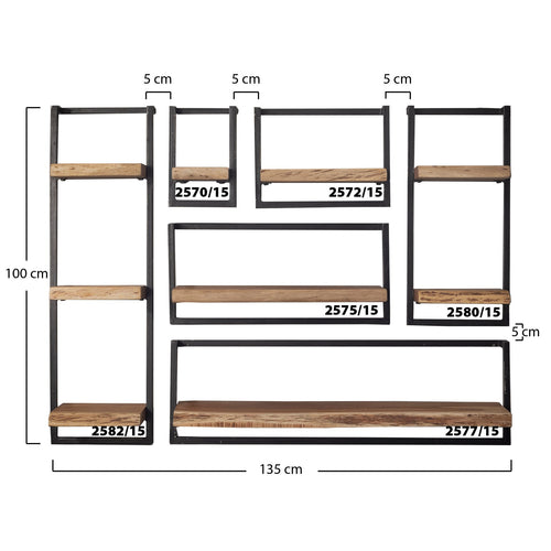 Duverger® wandschap Tree Trunk - acaciahout - 3 plankjes - vtwonen shop