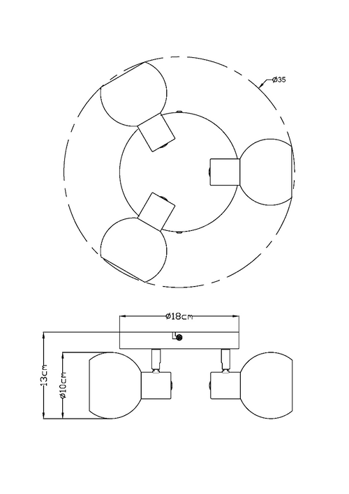 Lighto |Plafondspot zwart met goud glas | 3-lichts | Juna