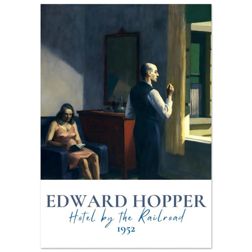 Artfulprints Poster met Lijst Edward Hopper - Hotel by the railroad   - 70x100 cm - Meerkleurig