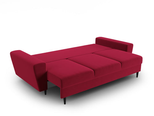 Cosmopolitan Design Slaapbank met opbergdoos Kyoto 3-zits, flueel rood - 100x235x88cm