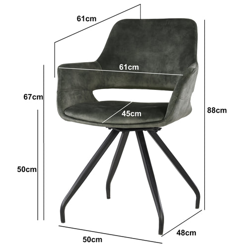 Livingfurn eetkamerstoel Capp - stof - 2 stuks - Olijfgroen - vtwonen shop