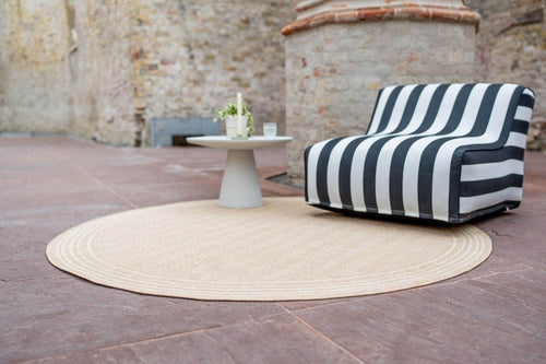 Interieur05 Rond Jute buitenkleed Naturel Visgraat Border - 200 x 200 cm - vtwonen shop