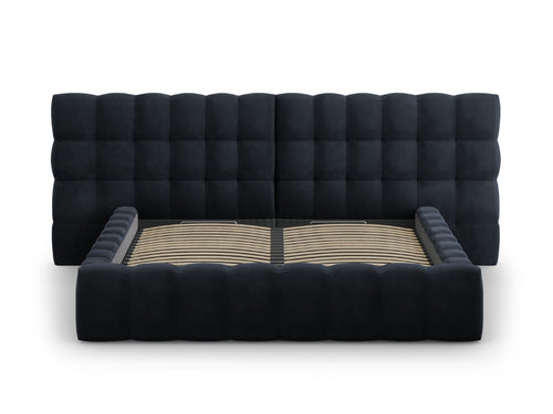 Cosmopolitan Design Opbergbed met dubbel hoofdbord Bali 160x200cm, flueel, donkerblauw - 230x250x100cm